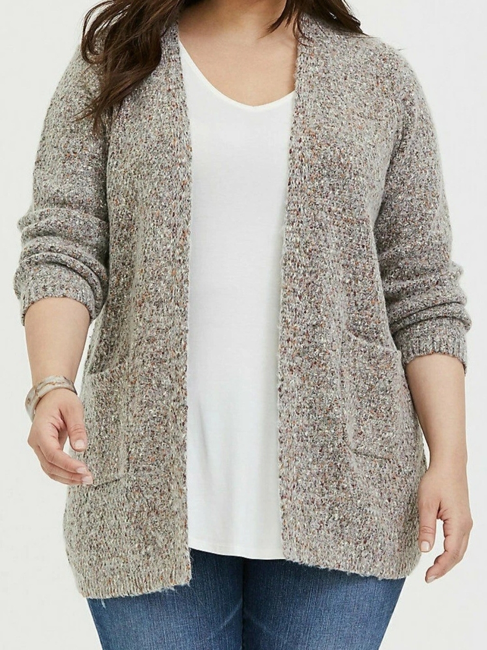 Torrid Cozy Women’s Open-Front Tweed Cardigan Sweater